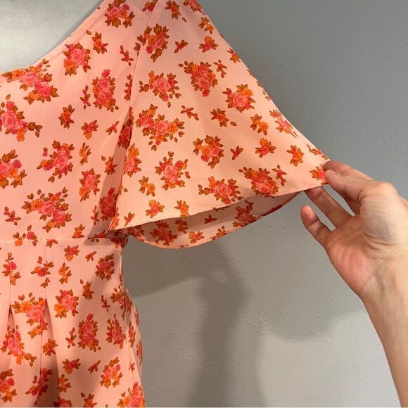 ASOS Bright colored Button Down Short Sleeve Dress with Floral Design - Picture 3 of 13